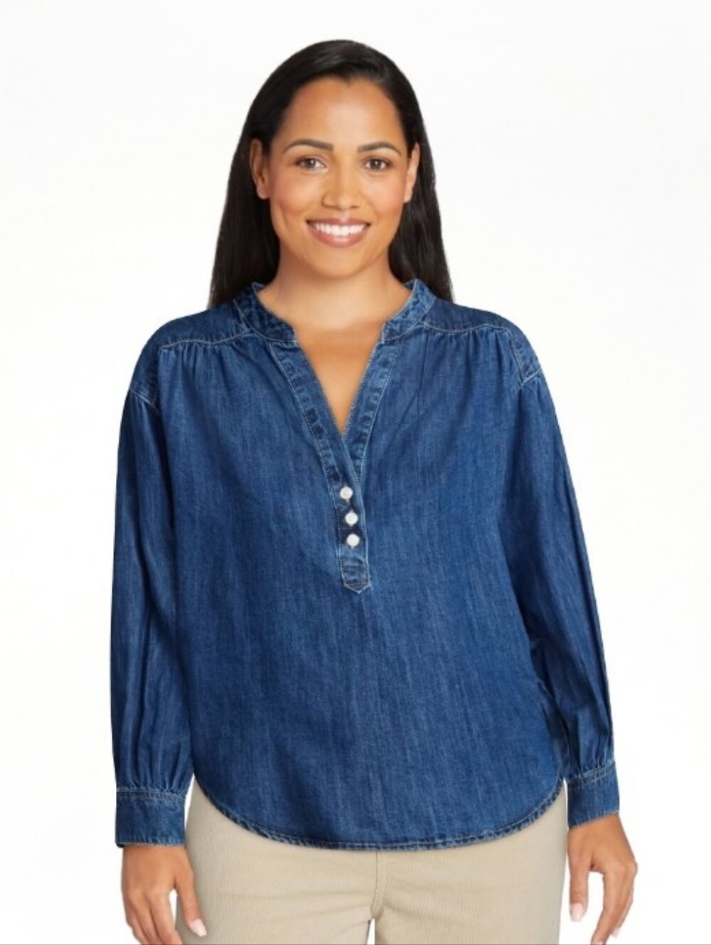 Time and Tru Denim Button V-Neck Tunic NWT